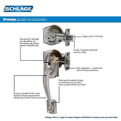 SCHLAGE SCHLAGE Lock Company Camelot Single Cylinder Handleset and Georgian Knob, Matte Black (F60 CAM 622 GEO)