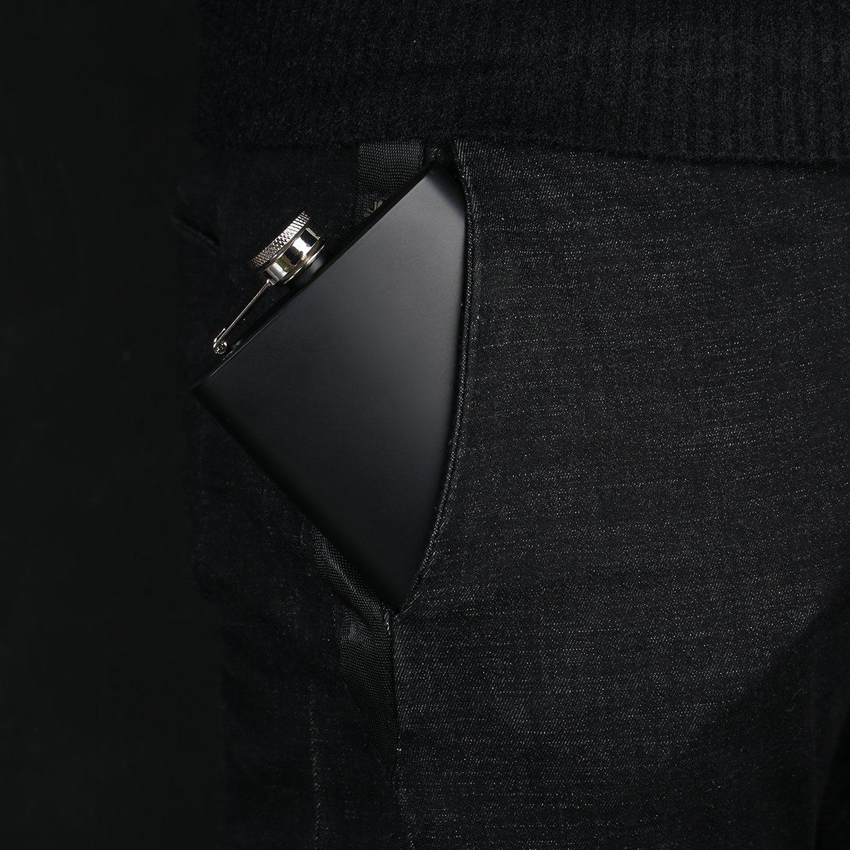 TOX TANEAXON TOX TANEAXON 12 oz Matte Black Pocket Liquor Whiskey Hip Flask with Funnel and Box - Stainless Steel and Leak Proof