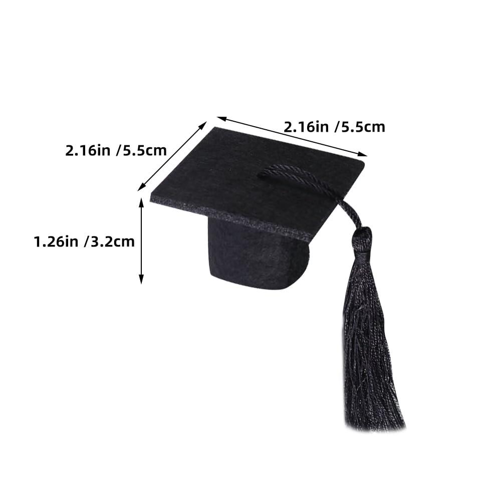LUOZZY LUOZZY 12 Pcs Mini Graduation Cap Bottle Toppers Graduation Wine Bottle Caps Graduation Bouquet Decorations (Black Tassel)