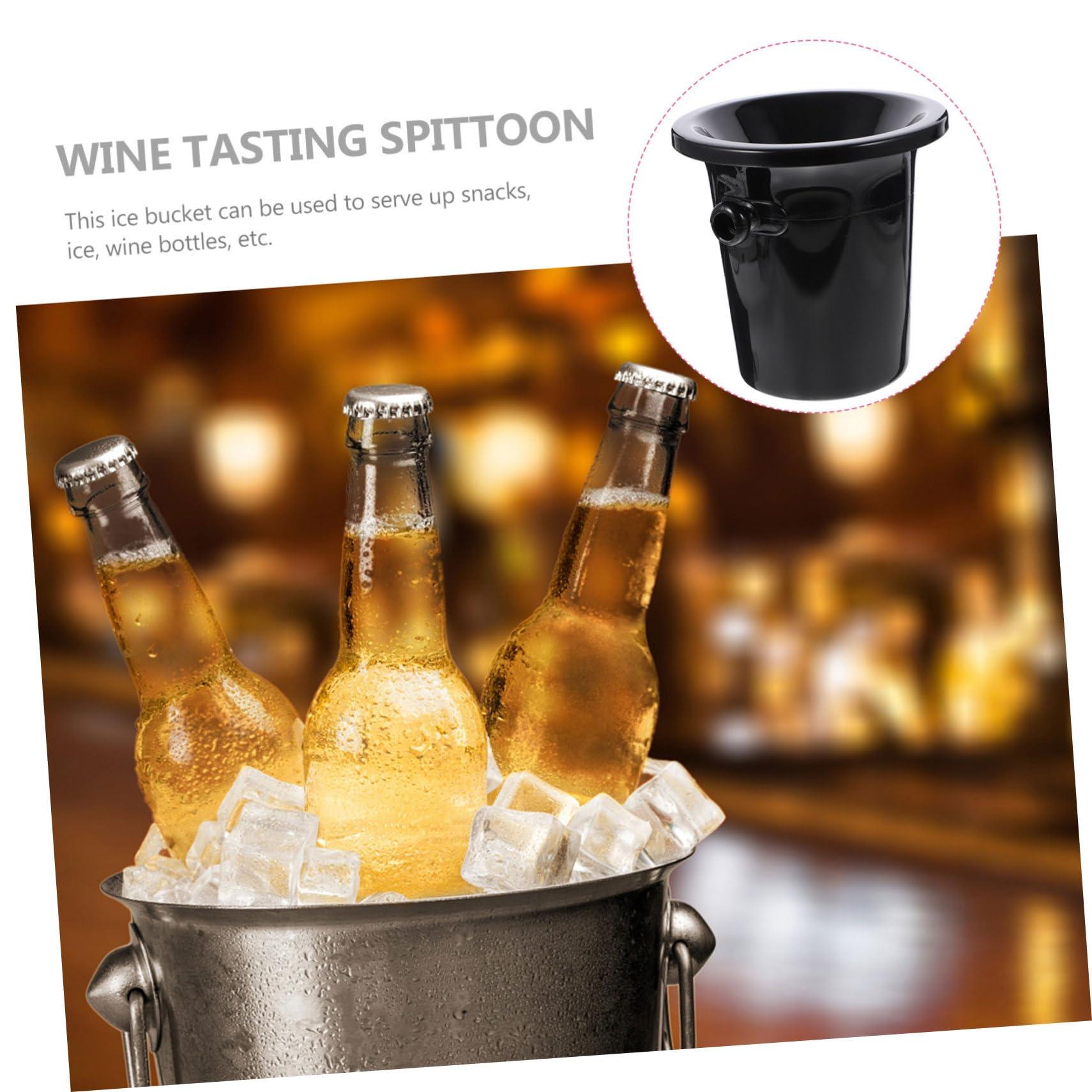 LABRIMP LABRIMP Round Wine Tasting Spittoon Set 3pcs Black Plastic Wine Spittoon Ice Bucket for Bars and Parties