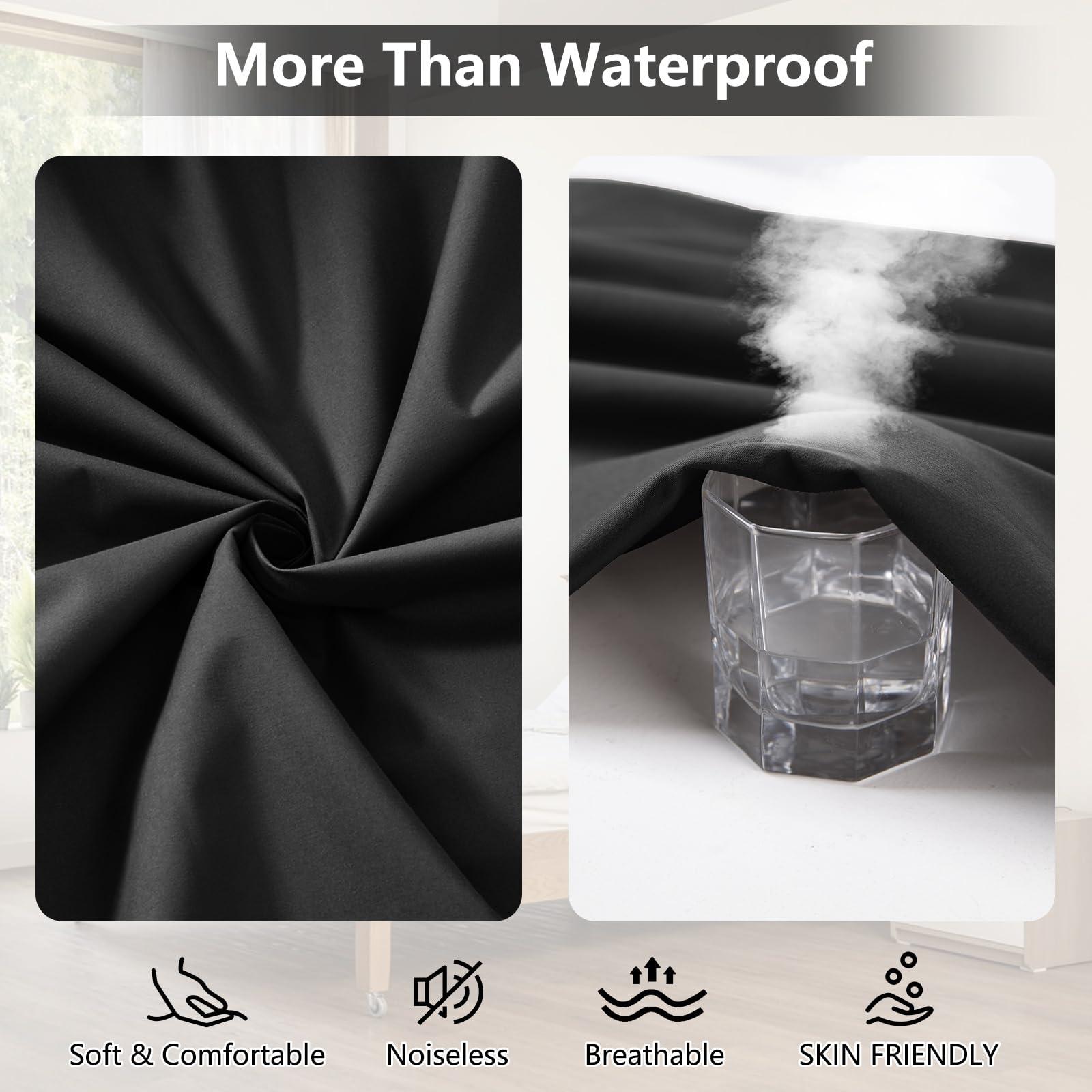 inooro Full Mattress Protector Waterproof, Breathable Noiseless Bed Cover with Deep Pocket 6\"-18\", Machine Washable Mattress Cover Full for Bedroom, College Dorm, Hotel (Black, 54\'\' X 76\'\')