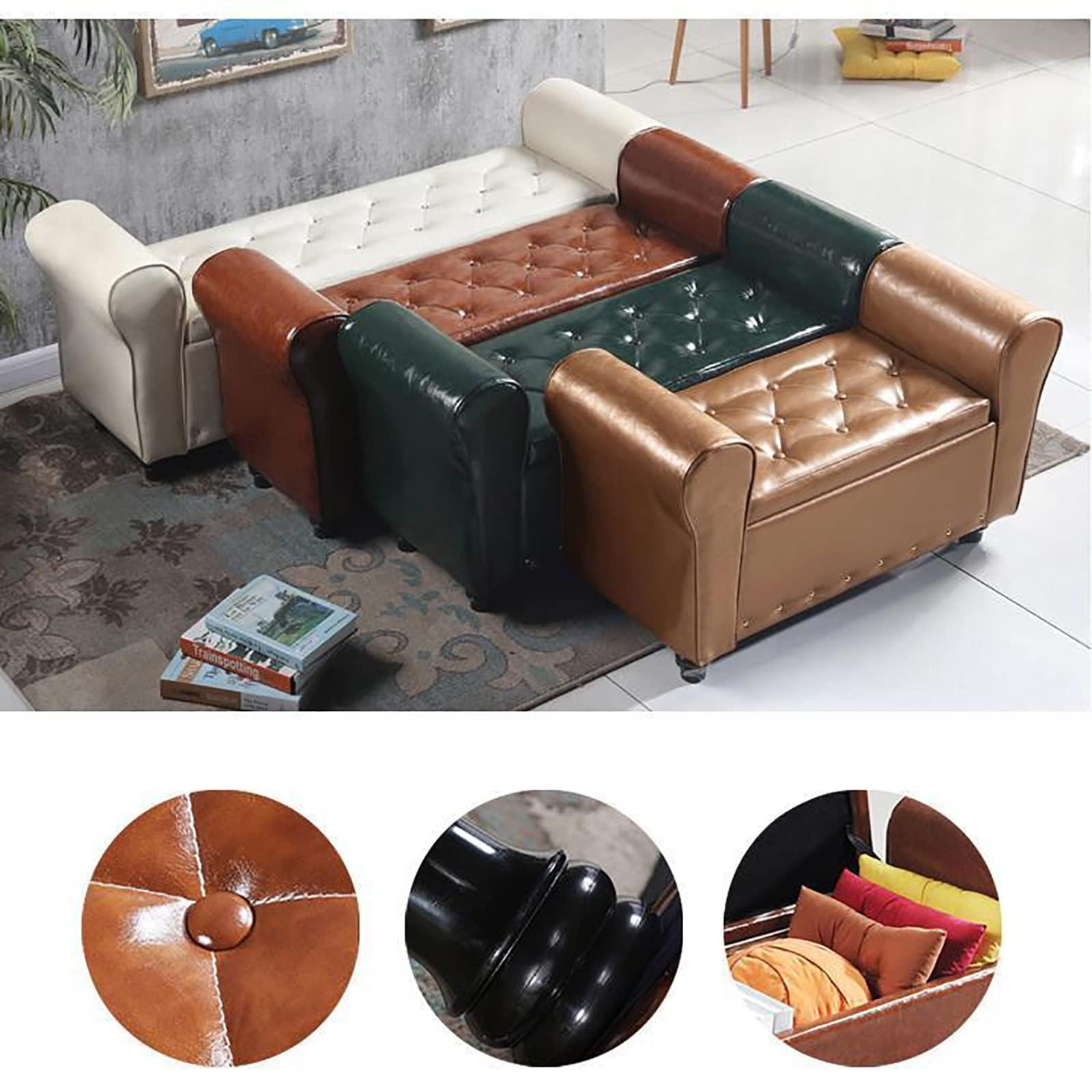 CLSQLXYJZC Ottoman Storage Bench Chest, Faux Leather Padded Seat Storage Ottoman Bench with Flipping Lid, for Fitting Room Clothing Store Bedroom Storage Ottoman Bench ( Color : Color7 , Size : 100*40*40cm )