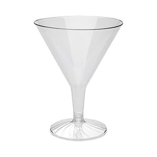 Restaurantware Restaurantware 7.5 Ounce Plastic Martini Glasses 100 Round Disposable Martini Glasses - Shipped Unassembled Premium Clear Plastic Plastic Cocktail Glasses For Weddings Or Events