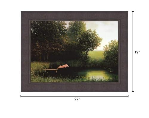 Home Cabin Decor Diving Pig by Michael Sowa 24x33 Kohler's When Pigs Fly Humorous Fantasy Framed Print Art Picture