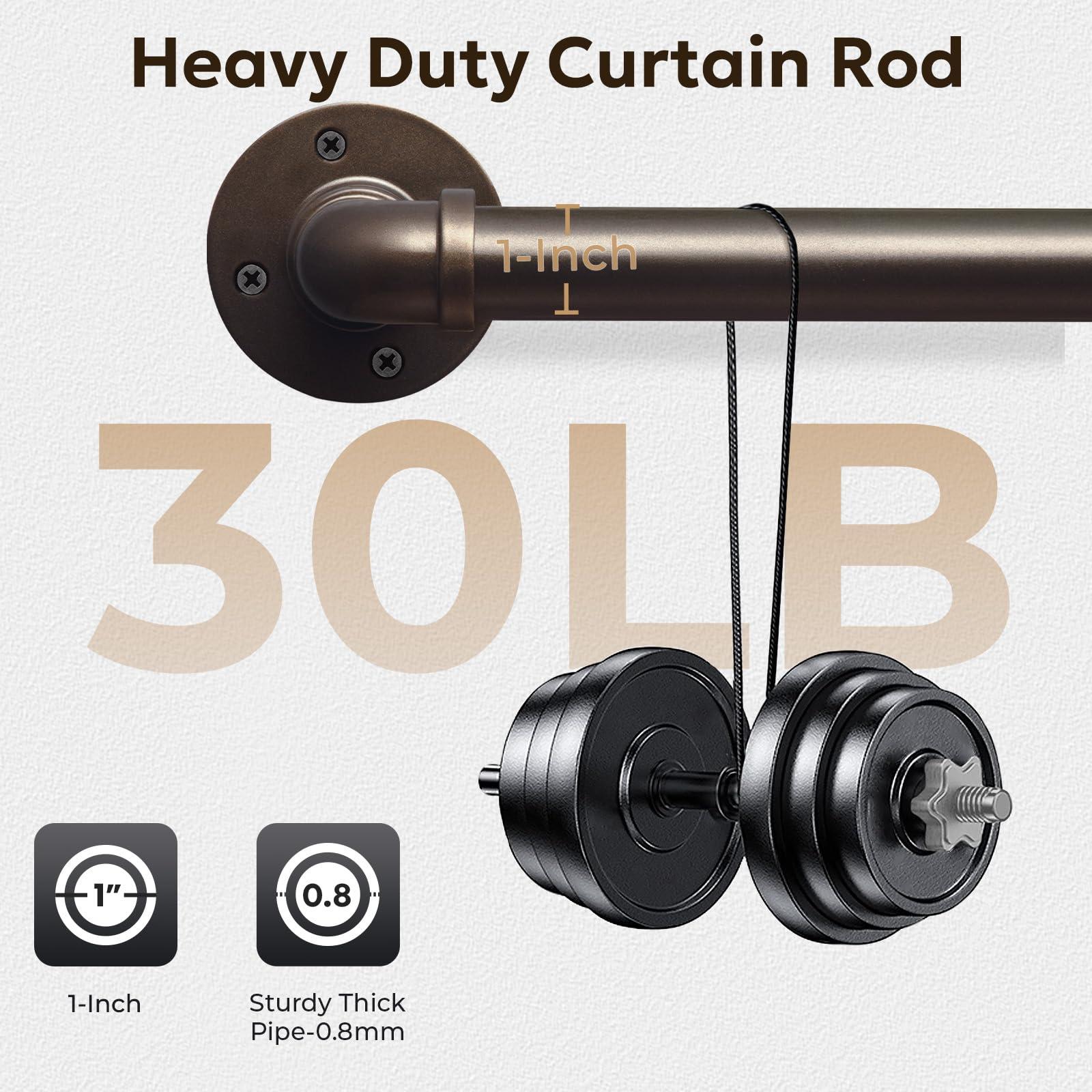 zeerobee Zeerobee Curtain Rods for Windows 120 to 240, 1 Inch Industrial Wrap Around Curtain Rod, Indoor/Outdoor Room Divider Adjustable Drapery Pole, 120"-240", Antique Bronze