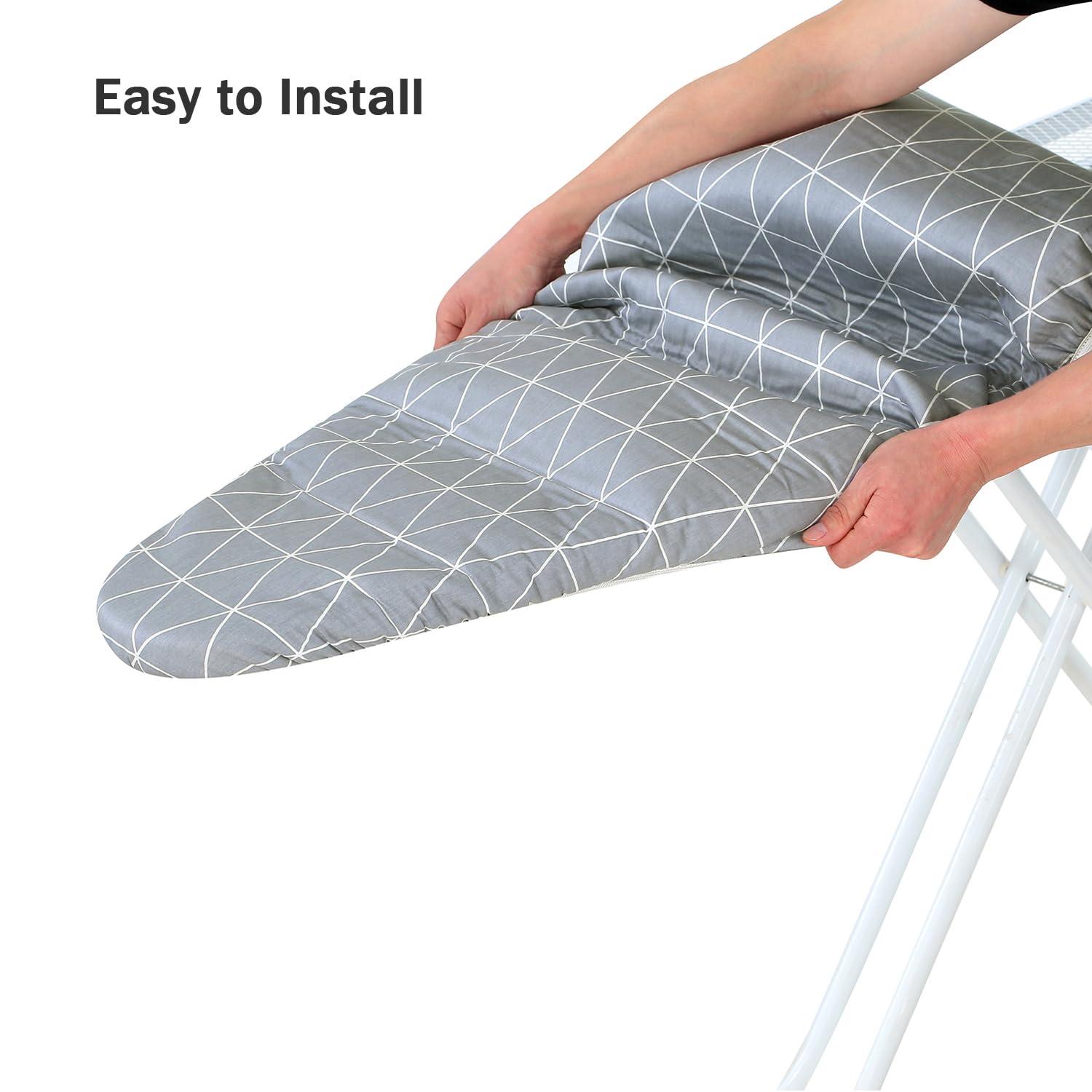 LCLW Ironing Board Cover and Pad Standard Size 15 x 54,3 Pairs of Hook and Loop Fastener Straps,Elastic Edges,Cotton Iron Board Cover with Scorch Resistant Thick Padding (Pattern G)