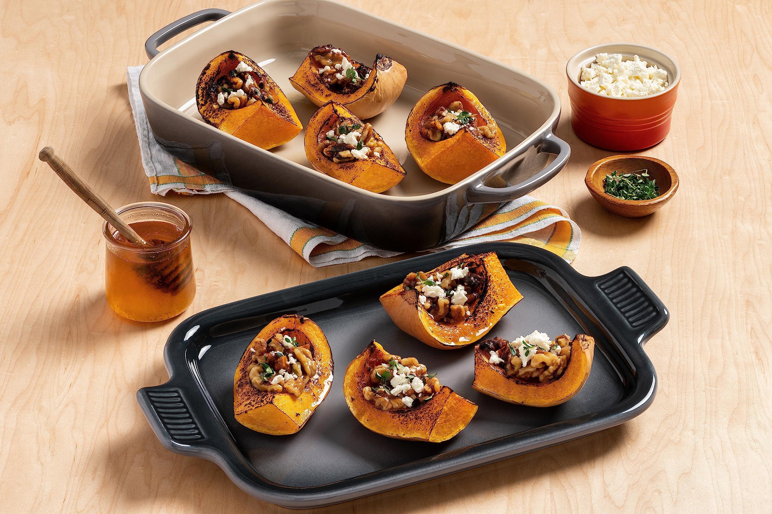 Le Creuset Le Creuset Stoneware Rectangular Dish with Platter Lid, 14 3/4" X 9", Oyster