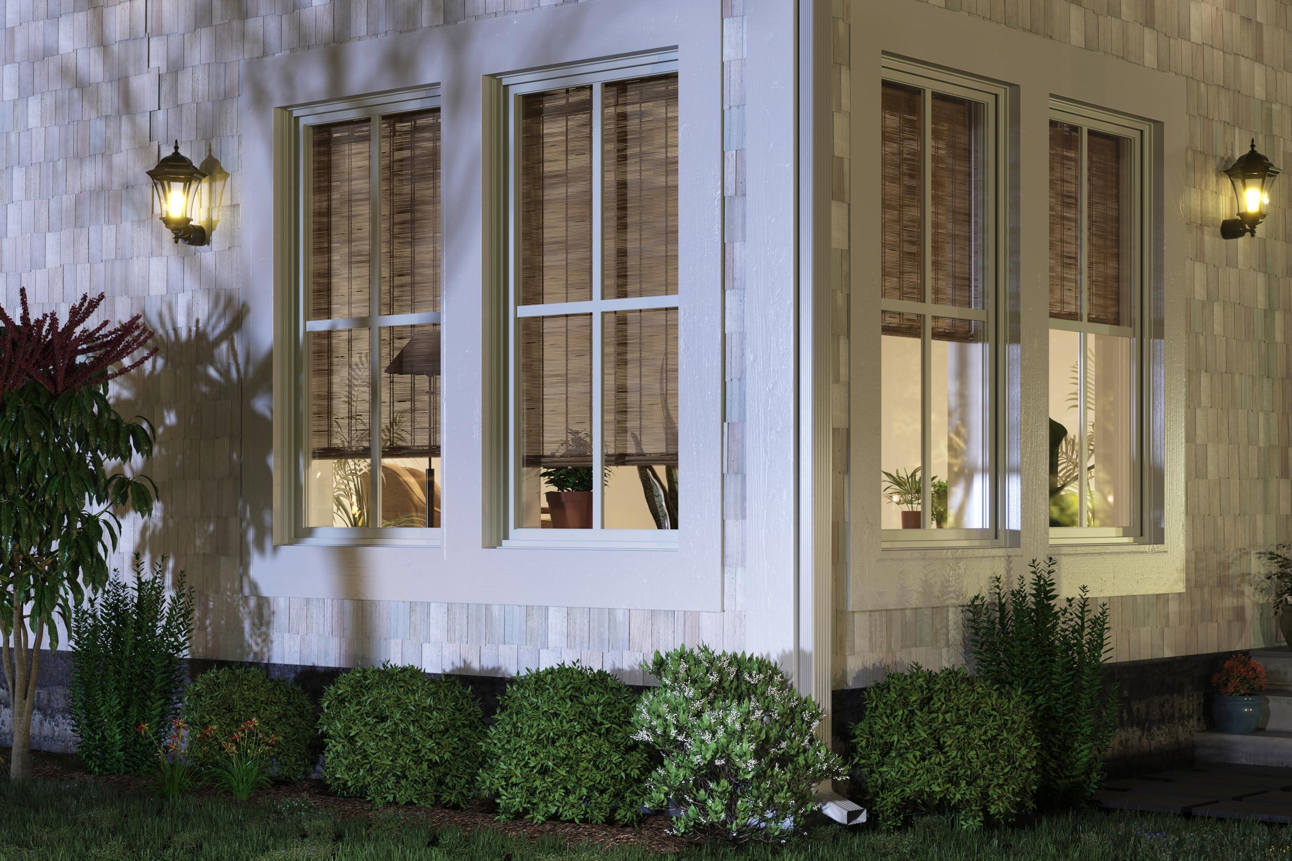 Windowsandgarden Cordless Woven Wood Roman Shades, 27W x 60H, Bamboo Mesh White, Sizes 20-72 Wide and 24-72 High