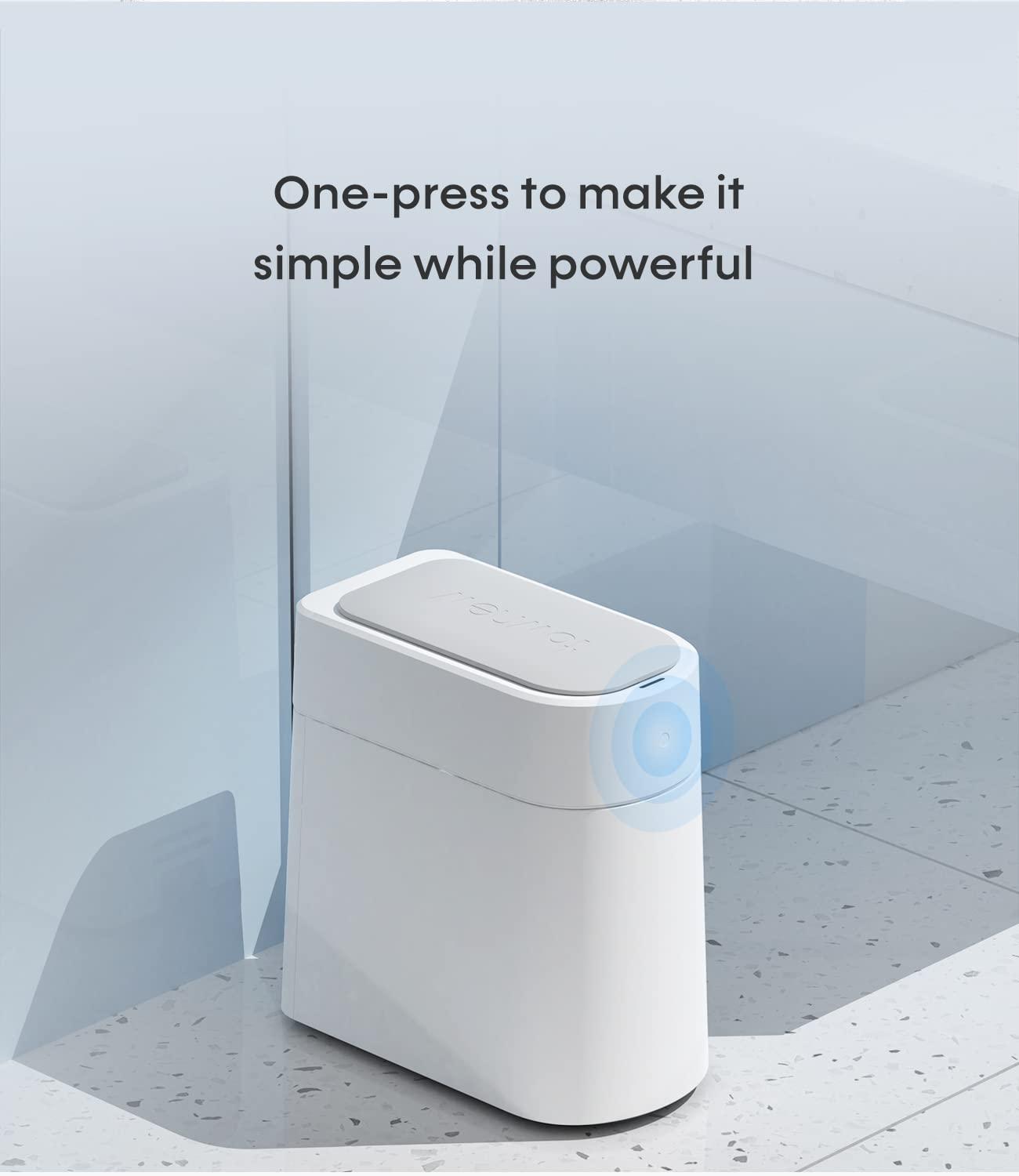 TOWNEW TOWNEW T3 Slim Automatic Infrared Motion Sensor Trash Can with Lid, Self Sealing & Changing 3.4-Gal Waterproof Garbage Can, Bathroom Touchless Trash Cans with Lids- White x1 Refill Ring(Up to 20 Bags)