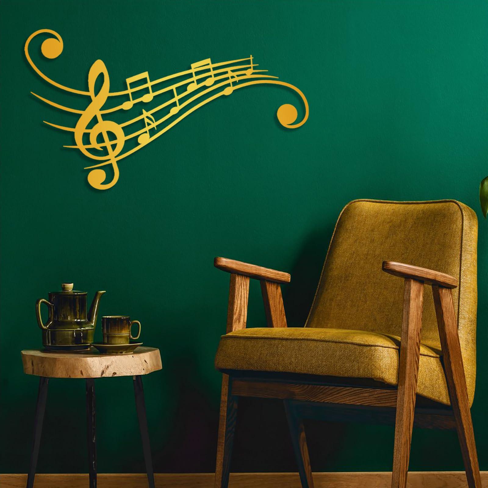 fayholy fayholy Music Notes Metal Wall Art, Metal Treble Clef Design Wall Decor, Music Lover Gift, Conservatoire Decoration, Housewarming Gift, Wall Hanging, Office Wall Decor (Black, 29.5"x17"/75x43cm)