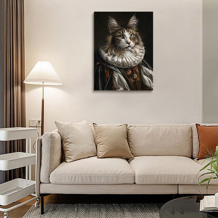 Generic Generic Royal Cat Portrait Renaissance Cat Painting Pet Lovers Gift Royal Portrait Pet Portrait gift Animal Painting Wall Decor Gothic wall art Home decoration 11x14 poster Unframed