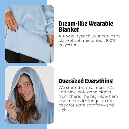 THE COMFY THE COMFY Dream | Lightweight Microfiber Fleece Wearable Blanket, Oversized Design with Hood from Shark Tank, Soft Oversized Pocket Blanket, Warm and Cozy Gifts