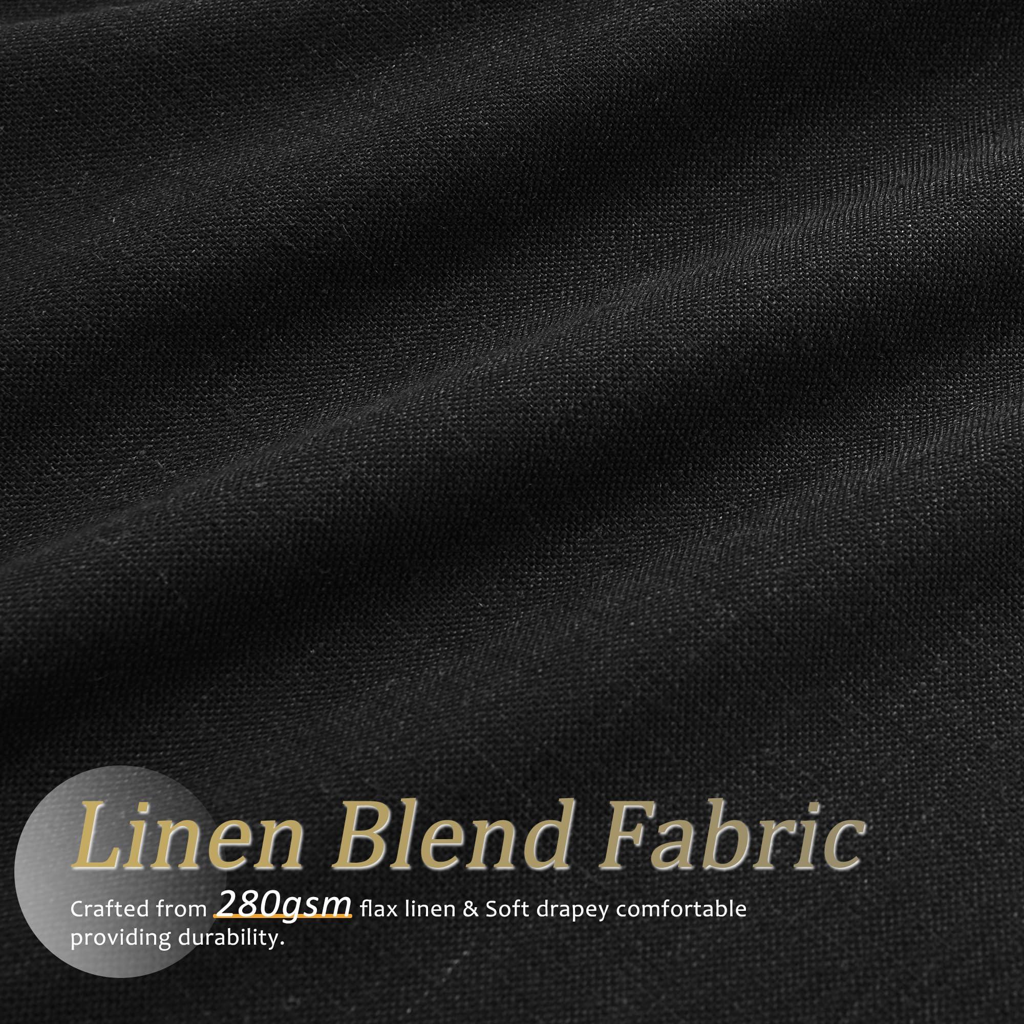 Jowels Jowels Black Linen Blackout Curtains 102 Length 2 Panels Set for Living Room Bedroom, 100% Black Out Thermal Insulated Linen Drapes, Room Darkening Grommet Curtains 102 Inches Long