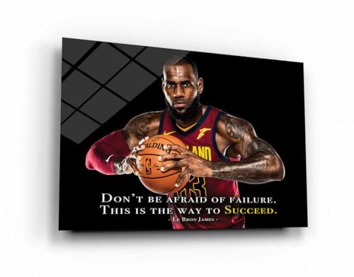Pix Wall Art Basketball Quote Wall Art for Living Room LeBron James Canvas Paintings on Canvas American Basketball Pictures Artwork Home Decor Giclee Wooden Framed Stretched Ready to Hang