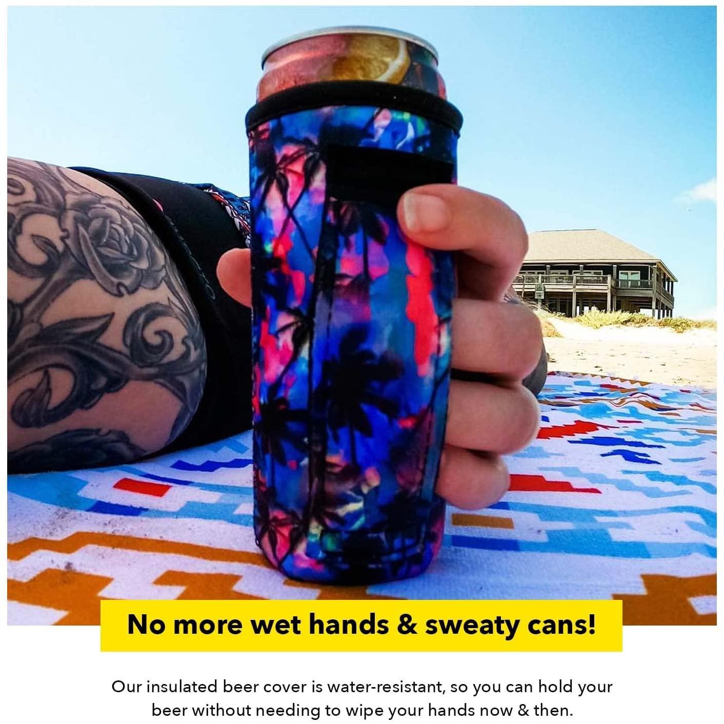 Handlers 16oz Can Cooler Insulated -Lit Handlers Neoprene Fabric Beverage Cooler Sleeve with Handle & Pocket - Water Resistant Soda & Energy Drink Holder - Machine Washable Beer Can Covers (Love a Nurse)