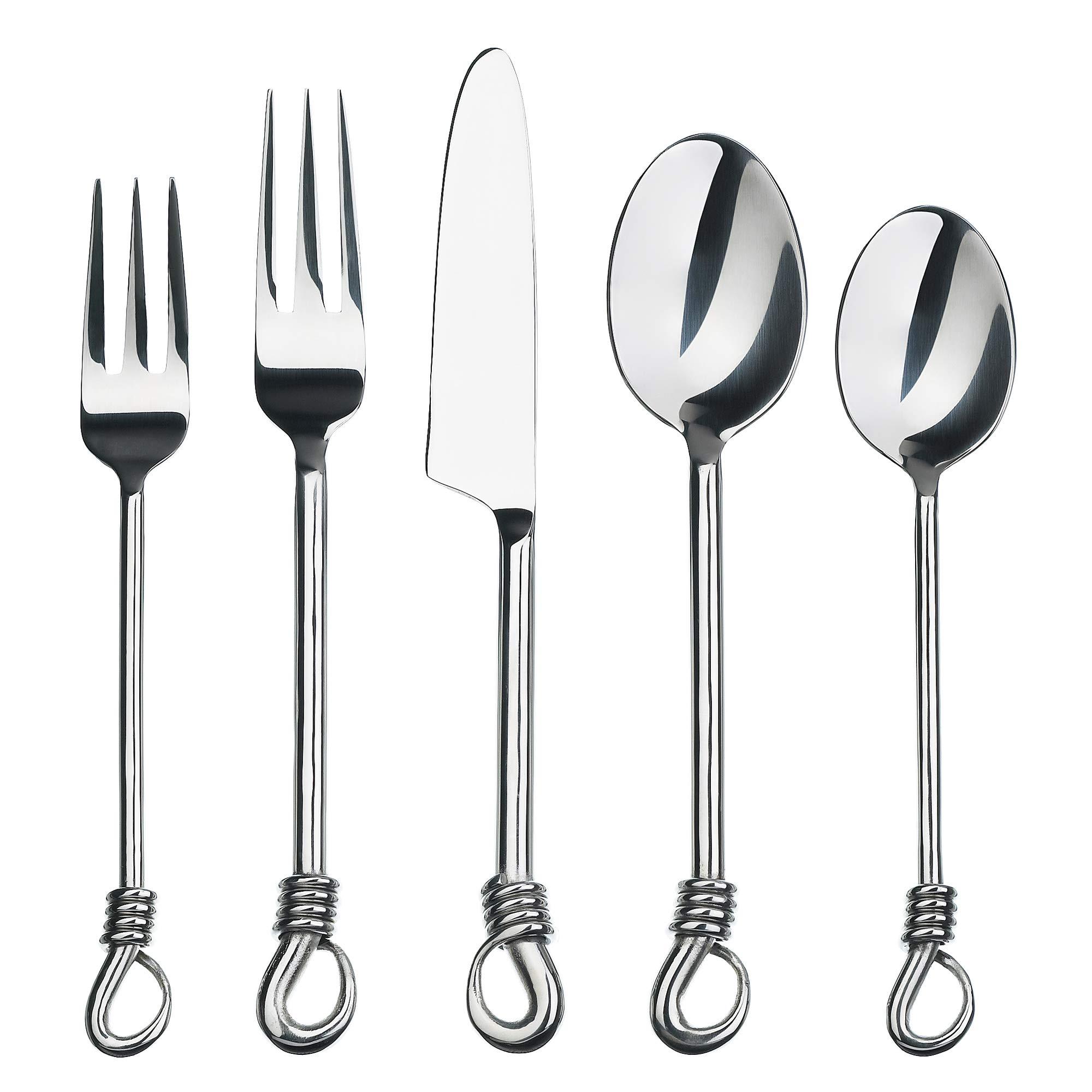 Gourmet Settings Gourmet Settings 20-piece Silverware Twist Collection Polished Stainless Steel Flatware Sets, Silver