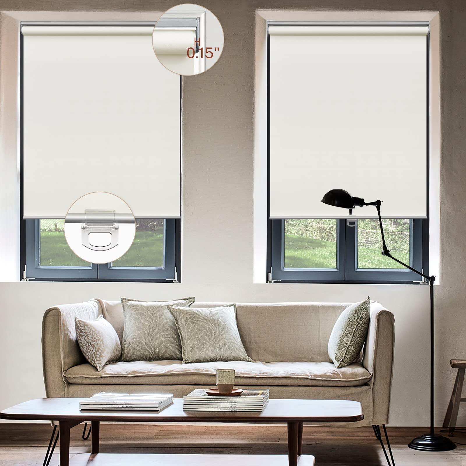Keego Keego Spring Easy to Lift Shade Cordless Roller Blind Easy to Install Window Shades Privacy Roller Blinds for Windows UV Protection Insulated Shades for Doors Bedroom (Blackout, Beige, 39w x 42h)