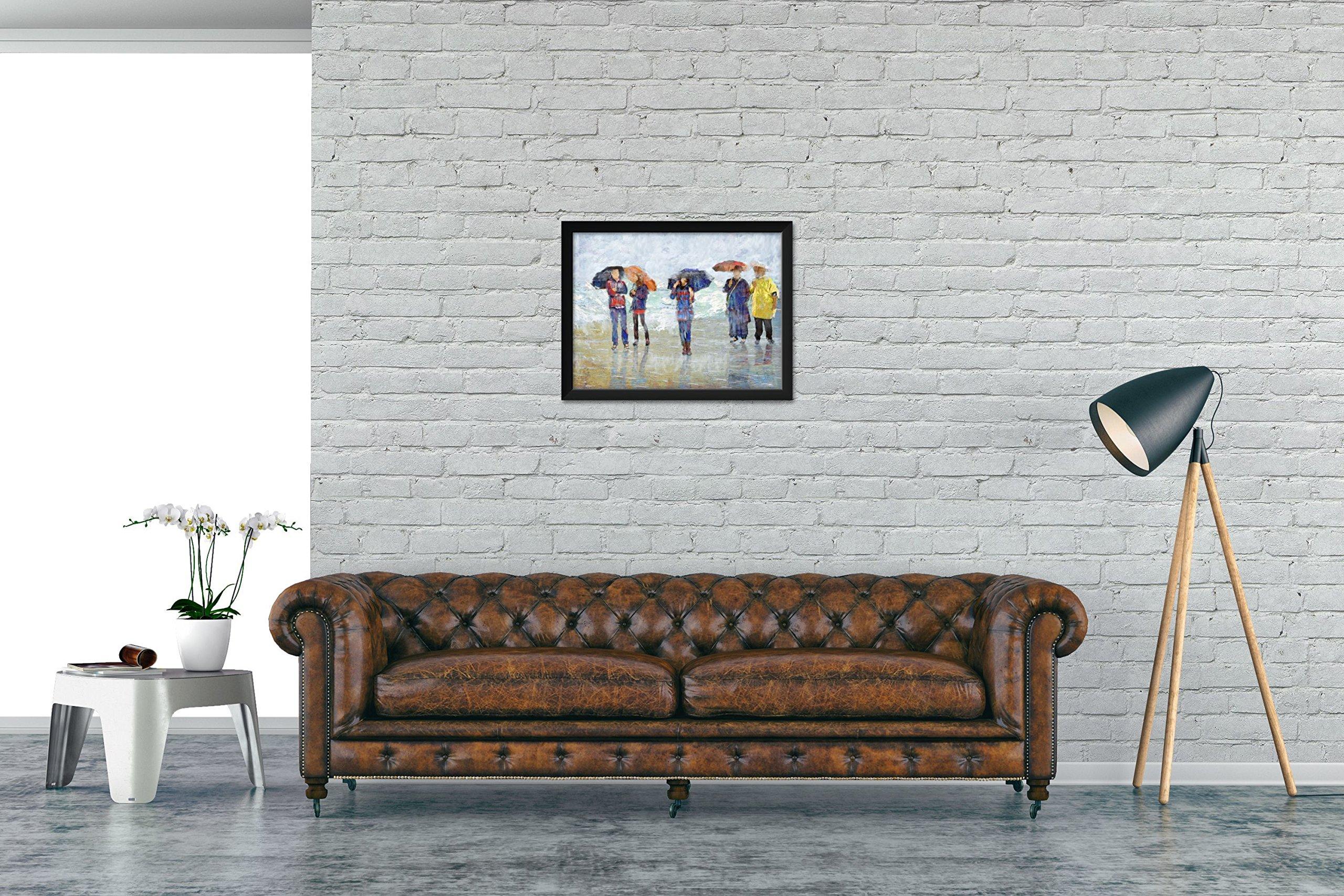 Northwest Art Mall Oregon Beach Day Painting Professionally Framed Art Print from Artwork by Artist Lisa Sofia Robinson Framed Art Size: 20\" x 26\"