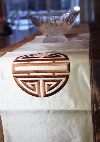 VietnameseArtwork Silk Embroidered Table Runner -Happiness- Made in Vietnam-STR2