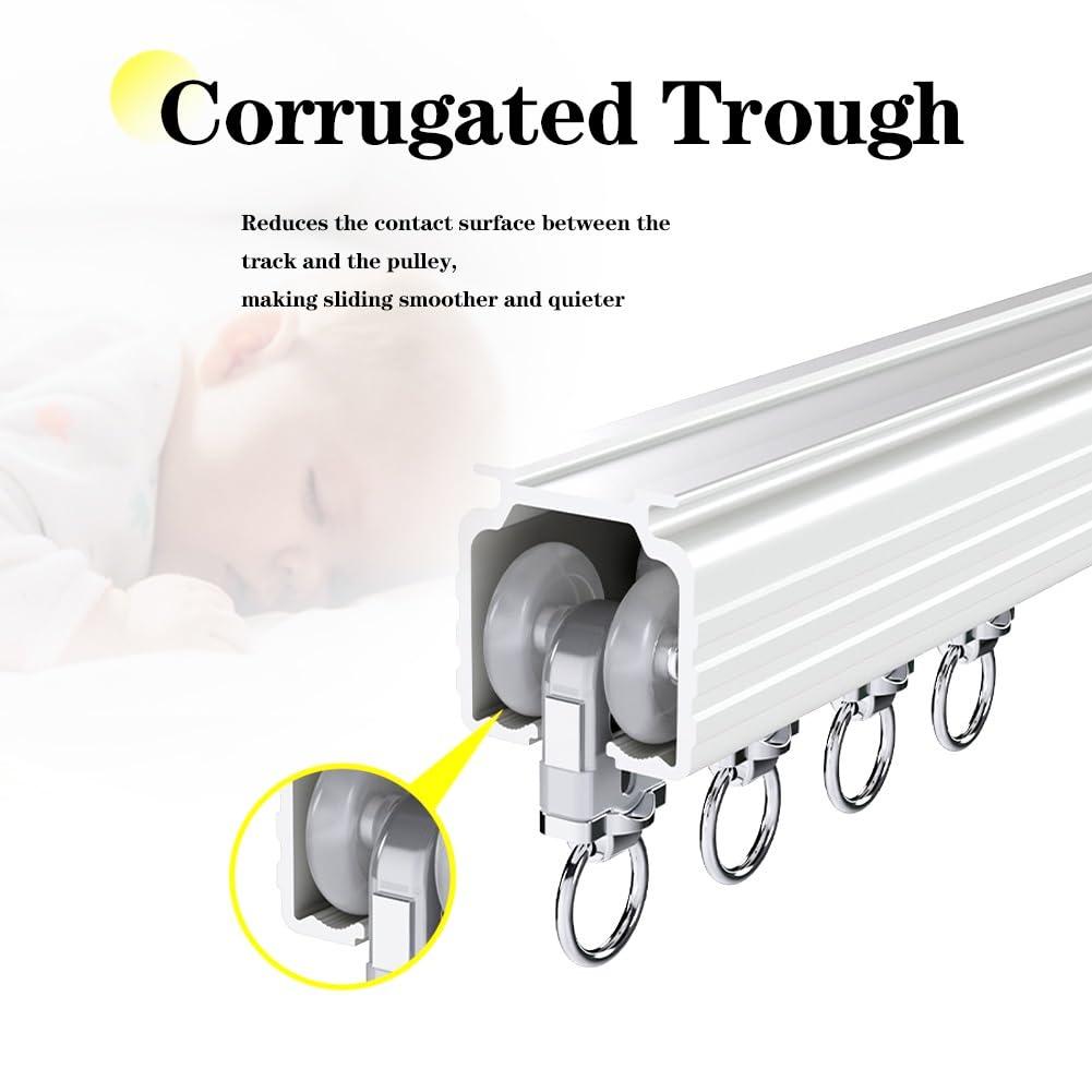 HomeLoft Basics Curtain Track Streamline Aluminium Curtain Track Set Ceiling Or Wall Mounted Curtain Rail For Curtains Drapes,and Room Dividers 120/180/350/380/450/480/500cm (Color : White, Size : 13.5 FT)