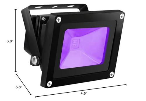 HouLight UV LED Black Light, HouLight High Power 10W LED Black Light Flood Light IP65-Waterproof (85V-265V AC) for Blacklight Party Supplies, Neon Glow, Glow in The Dark, Birthdays, Blacklights, Curing