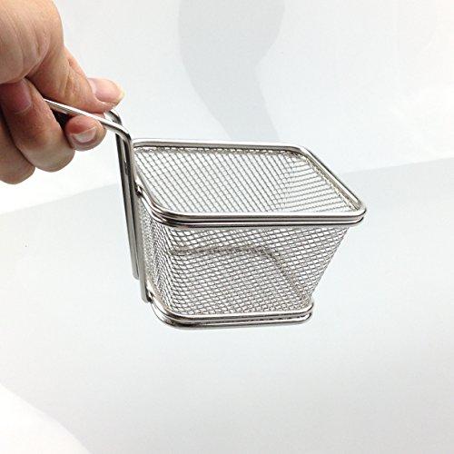 i Kito Stainless Steel Mini French Fries Basket Square Fryer Baskets, FDA Grade Kitchen Cooking Tool Food Presentation Tableware (Small 4inch 2pcs pack)