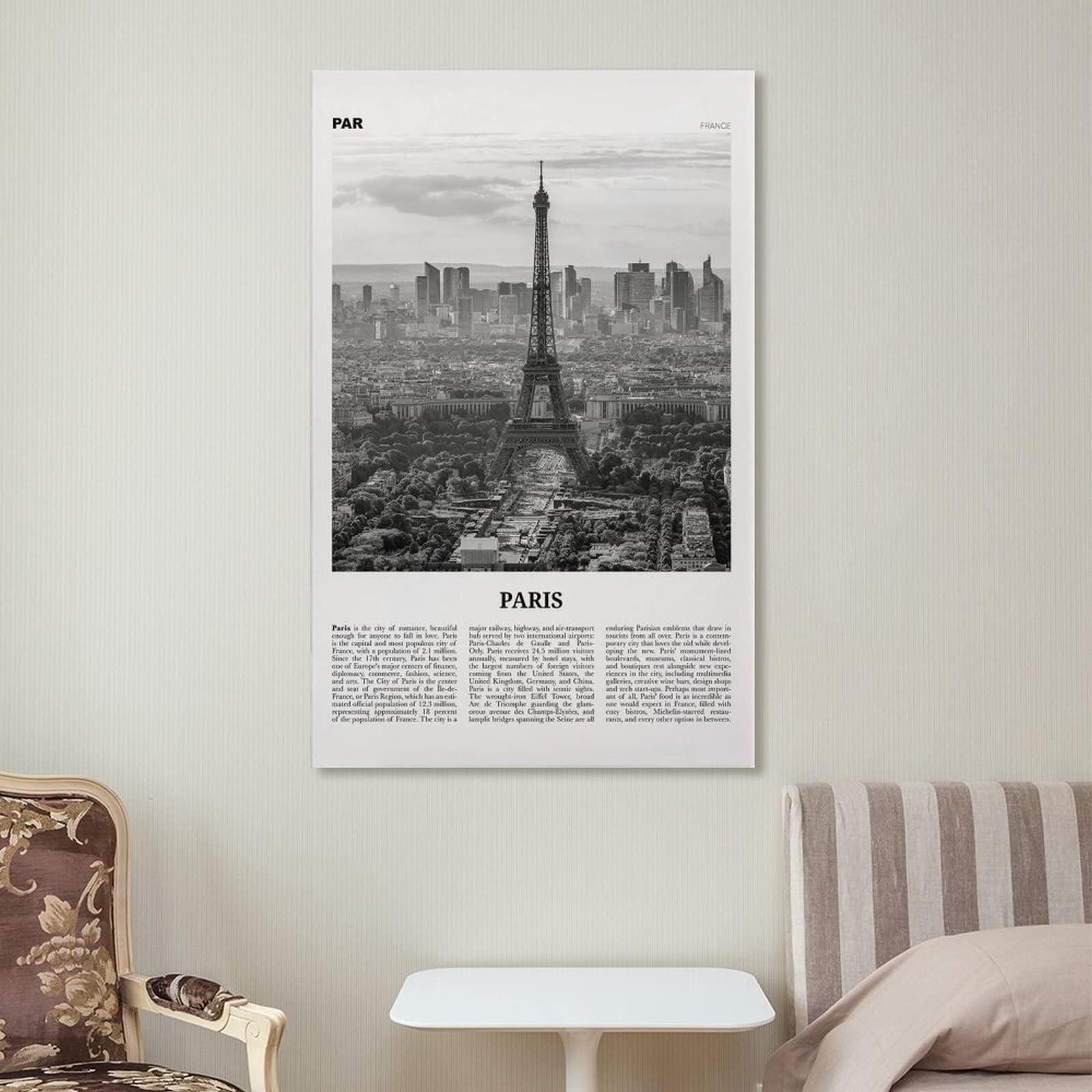 chenyingyi9996 Paris Print Black And White, Paris Wall Art, Paris Poster, Paris Photo, Paris Wall Dcor, Paris Map, Poster Decorative Painting Canvas Wall Art Living Room Posters Bedroom Painting 24x36inch(60x90cm)