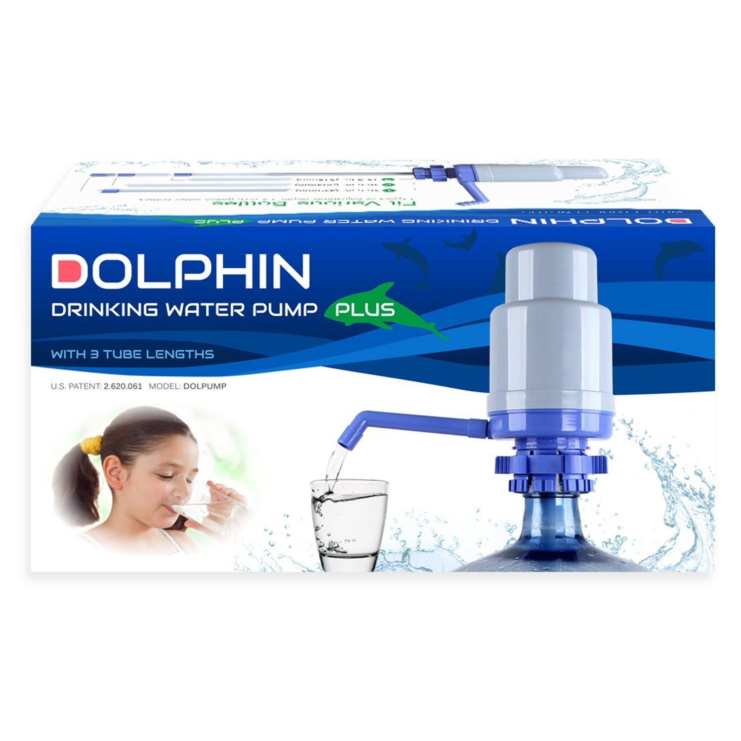 TERA PUMP Improved Generation Dolphin Water Bottle Pump with 4 Tubes Fits Most 2 to 6 Gallon Cooler Excluding Glass (NO BPA)