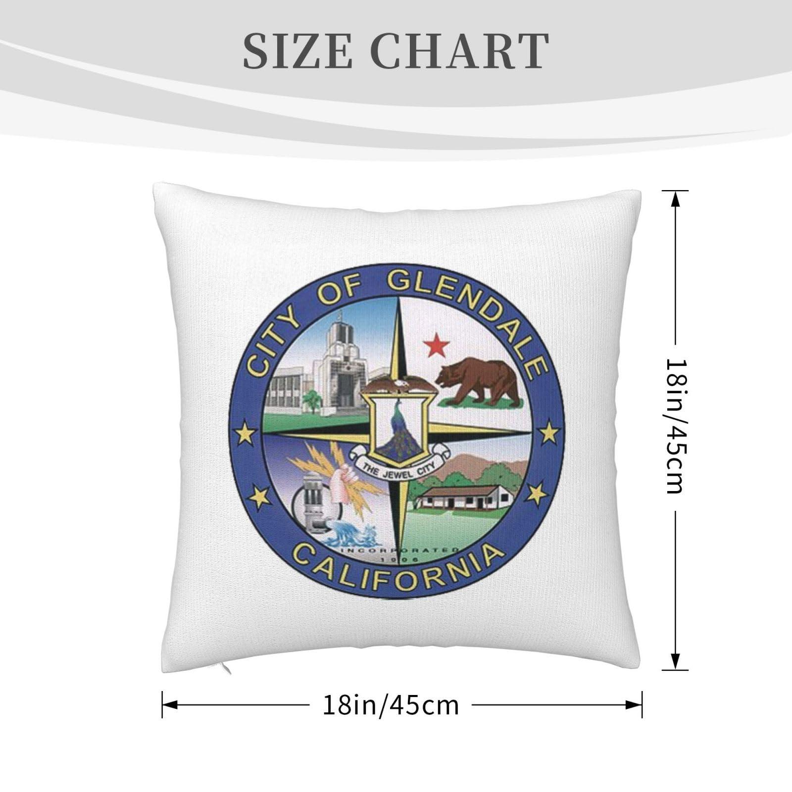 MULIHU MULIHU Seal of Glendale, California Throw Pillow Covers 18x18 Inch Double-Sided Cushion Cases Farmhouse Home Decor for Couch Bed Sofa, 3220044