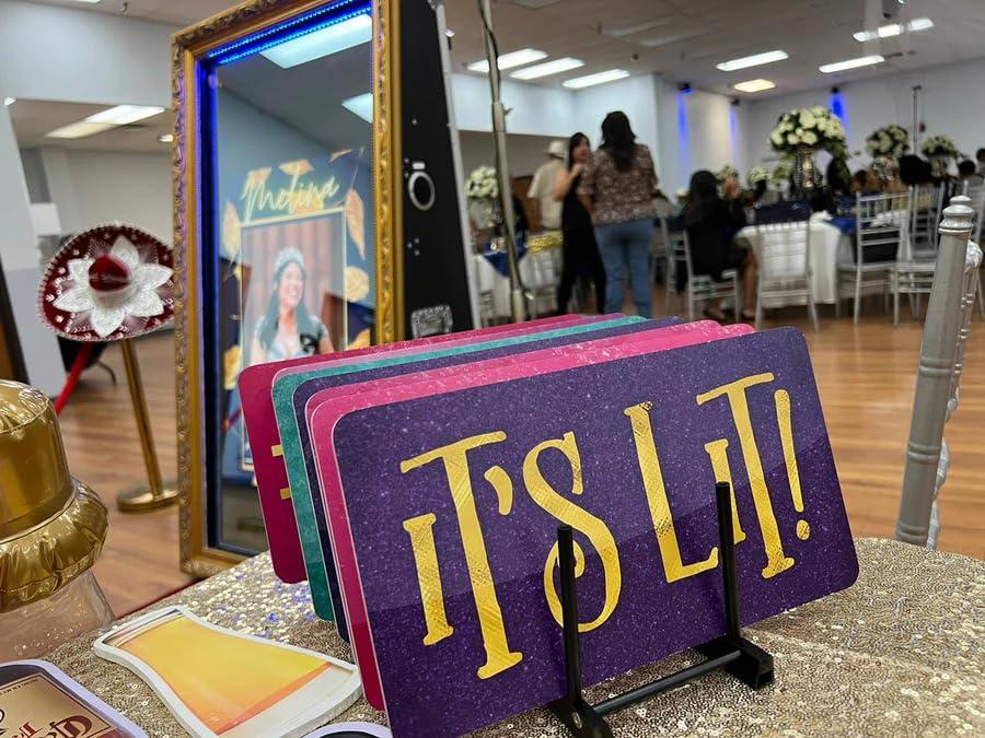 KING PROPS King Props Fully Assembled Quinceanera Teal Sweet Multicolor Photo Booth Props Kit Spanish Water Proof Perfect 15th Birthday Parties Decorations,Mis Quince Anos, Double Sided 6 Count.