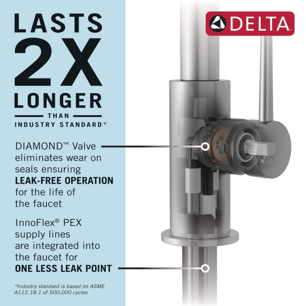 DELTA FAUCET Delta Faucet Leland Touch Kitchen Faucet Brushed Nickel, Kitchen Faucets with Pull Down Sprayer, Kitchen Sink Faucet, Touch Faucet for Kitchen Sink, Touch2O Technology, Arctic Stainless 9178T-AR-DST