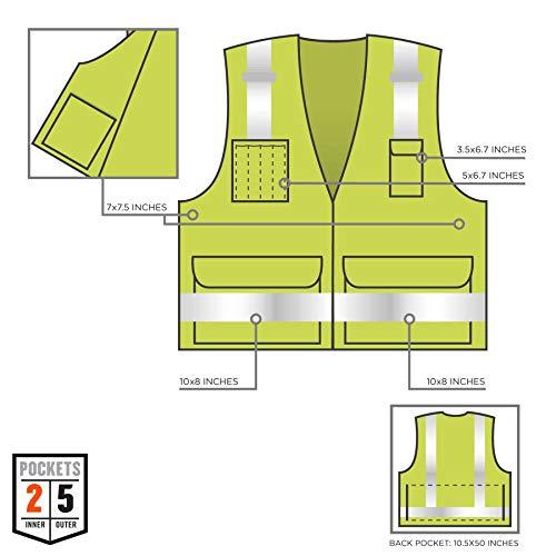 Ergodyne Ergodyne - 21429 GloWear 8250Z ANSI Lime Surveyors Reflective Safety Vest with Back Pocket, 4XL/5XL