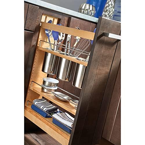Rev-A-Shelf Rev-A-Shelf 5\" Pull Out Storage Organizer for Base Kitchen Cabinets w/Soft-Close, Sliding Shelves for Utilities, Utensils or Spices, 448UT-BCSC-5C