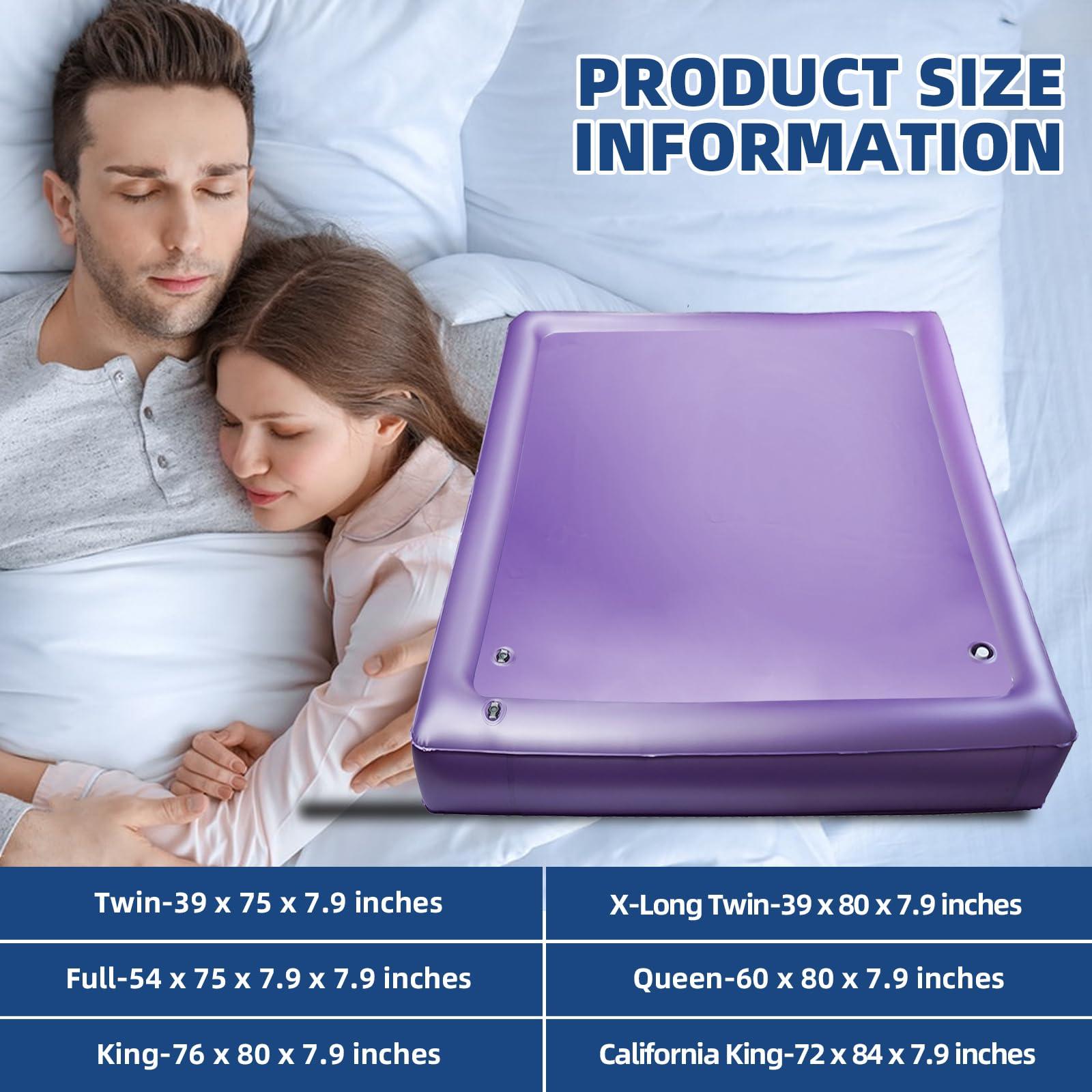 Youaide Free Flow Full Wave Water Bed Mattress - PVC Square Purple Softside Water Bed, Comfortable and Foldable Water Mattress Set for The Elderly, Children and Adults (Twin XL, 3980x7.9inch)