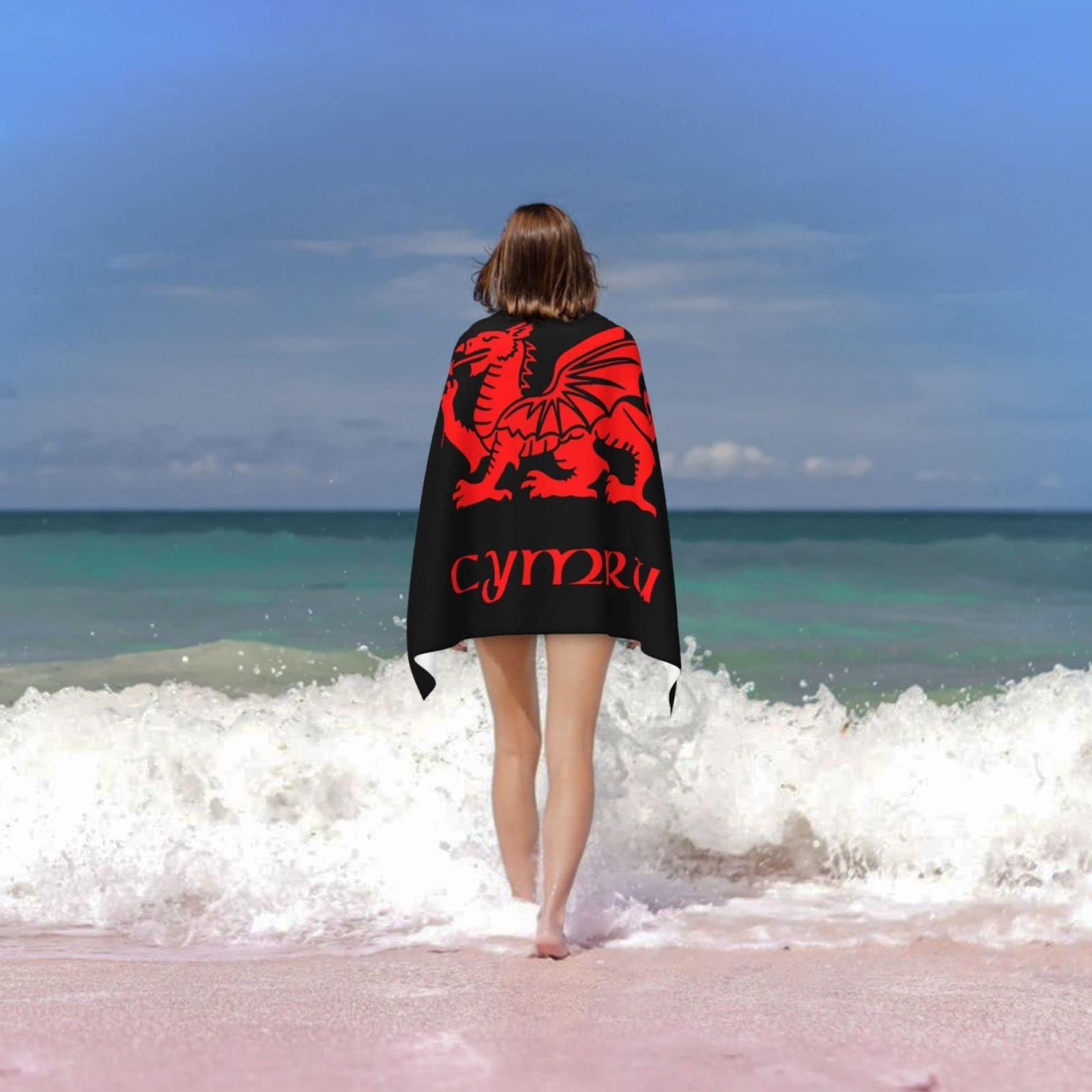 Byoblu Byoblu Wales Welsh Dragon Yard Flag Beach Towel Absorbent Bathroom Towels Beach Towels Oversized Super 32x52 Inch