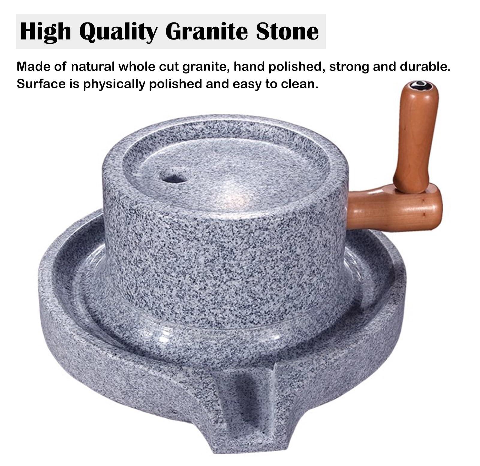Innovz Innovz Large Stone Grinder Hand Grain Mill, Wet Dry Stone Mill for Grinding Wheat Mustard Seed Spices Beans Coffee, Physically Polished Granite Stone with Wood Frame(M (22cmx35cm))