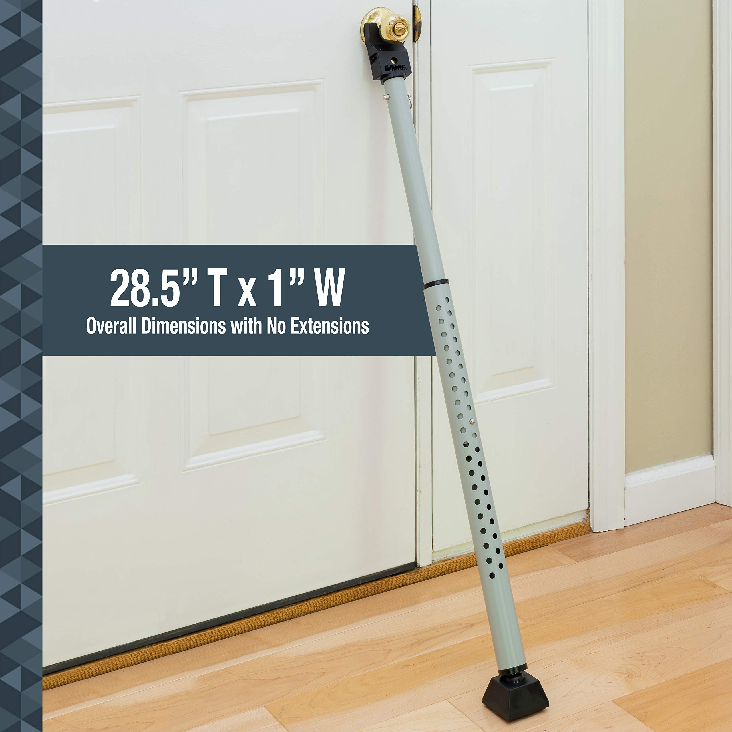 SABRE SABRE Adjustable Door Security Bar with Vibration Detecting Alarm, 115dB Alarm Audible Up To 1,100 Ft (335 m), Adjusts To Fit Most Hinged & Sliding Doors, Rubberized Foot for Strong Grip, Collapsible