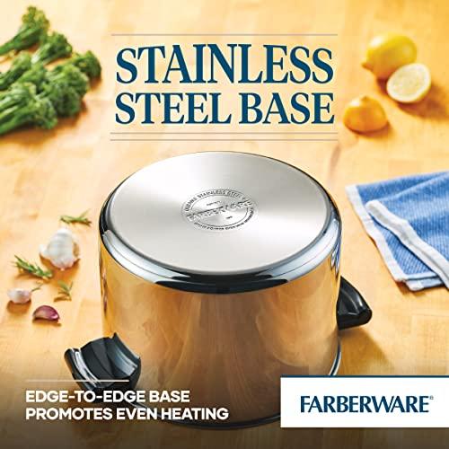 Farberware Farberware Classic Series Stainless Steel 8-Quart Covered Straining Stockpot with Lid, Stainless Steel Pot with Lid, Silver