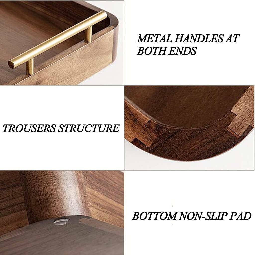 NABEIM Serving Tray Decorative Wood,Trays for Coffee Table,Rustic Wooden Serving Trays with Handle Nesting Multipurpose Trays for Breakfast Coffee Table Butler Food Serving Trays (Size : Style3)