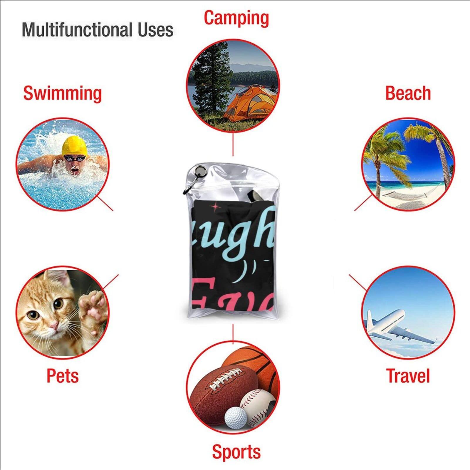 DARLEKS DARLEKS Best Daughter Ever Beach Towel Oversized, Microfiber Beach Towel with Pocket Sand Free Beach Blanket Lightweight Thin Towels 31.5\"X63\"