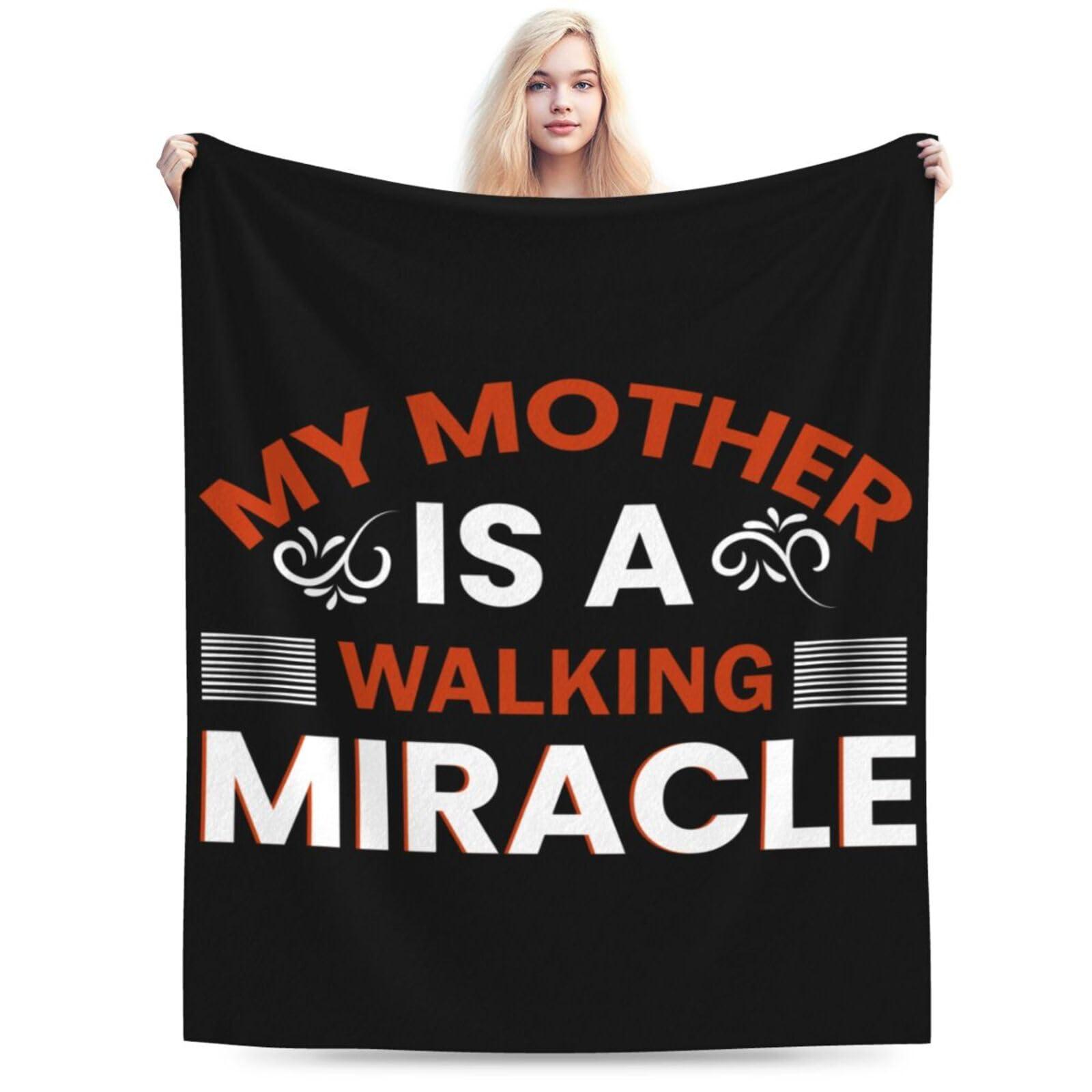 SIYTUAU My Mother is A Walking Miracle Throw Blanket for Couch Bed Sofa Soft Comfortable Blanket 60"x50" Flannel Blankets & Throws
