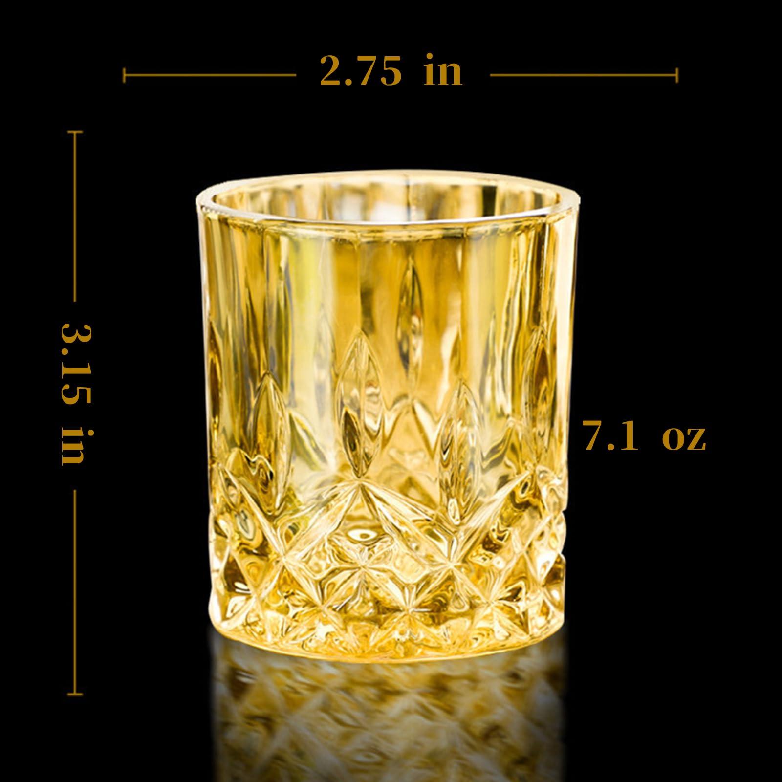 RIS LAN Crystal Glass Whisky Glasses Set of 6-7.14 Oz Old Fashioned Glasses, Luxury Whiskey Glasses for Drinking Bourbon, Scotch Whisky, Cocktails, Cognac, Unique Gifts for Men Husband and Boyfriend
