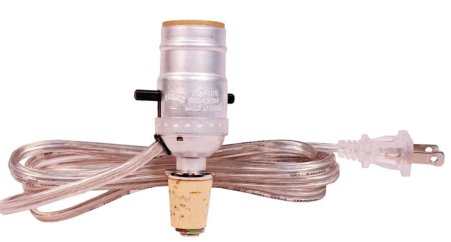 Creative Hobbies Creative Hobbies® M992S Wine Bottle Lamp Making Kit is Pre-Wired and Easy to Use! Silver Color Cord & Socket