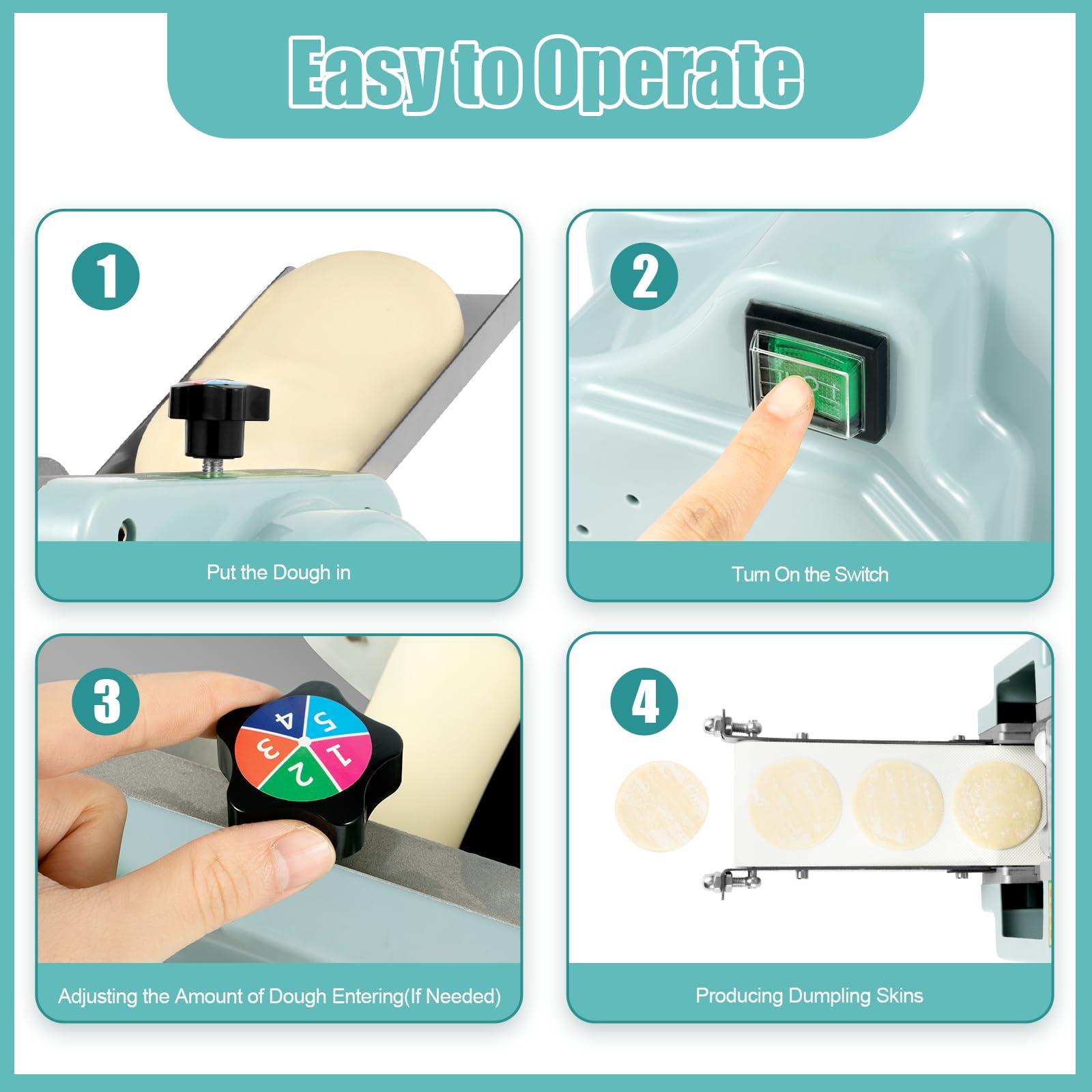 TFCFL Commercial Automatic Dumpling Skin Machine 110v 140w Electric Dumpling Wrapper Maker Machine Production Capacity 40pcs/min with 8cm Round Shaped Mold