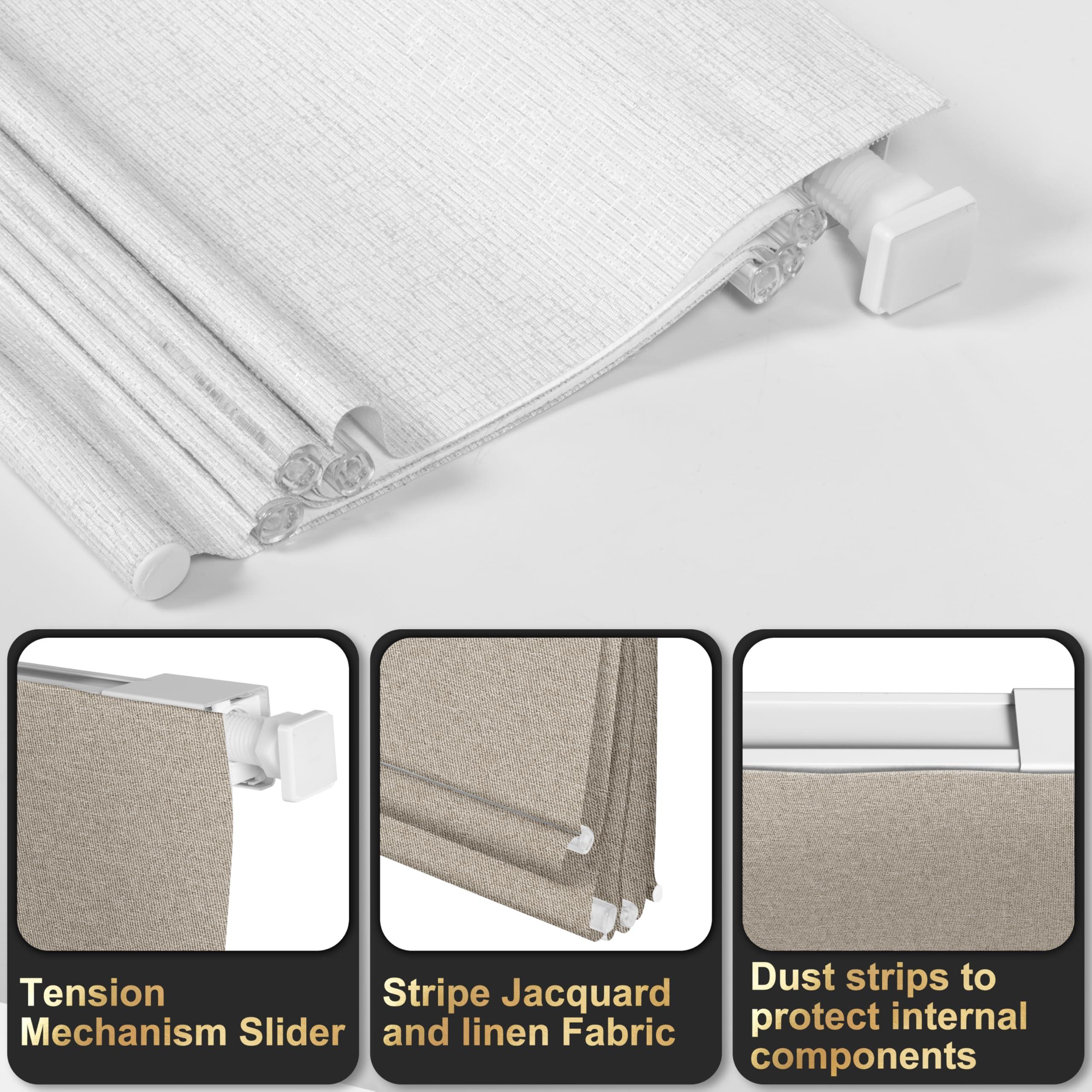 BERISSA BERISSA No Tool No Drill Blackout Roman Shades for Windows,Cordless Roman Blinds,Room Darkening Shades,Pull Down Window Shades for Home Office.Easy to Install.SY Light Brown.49 W x 72" H