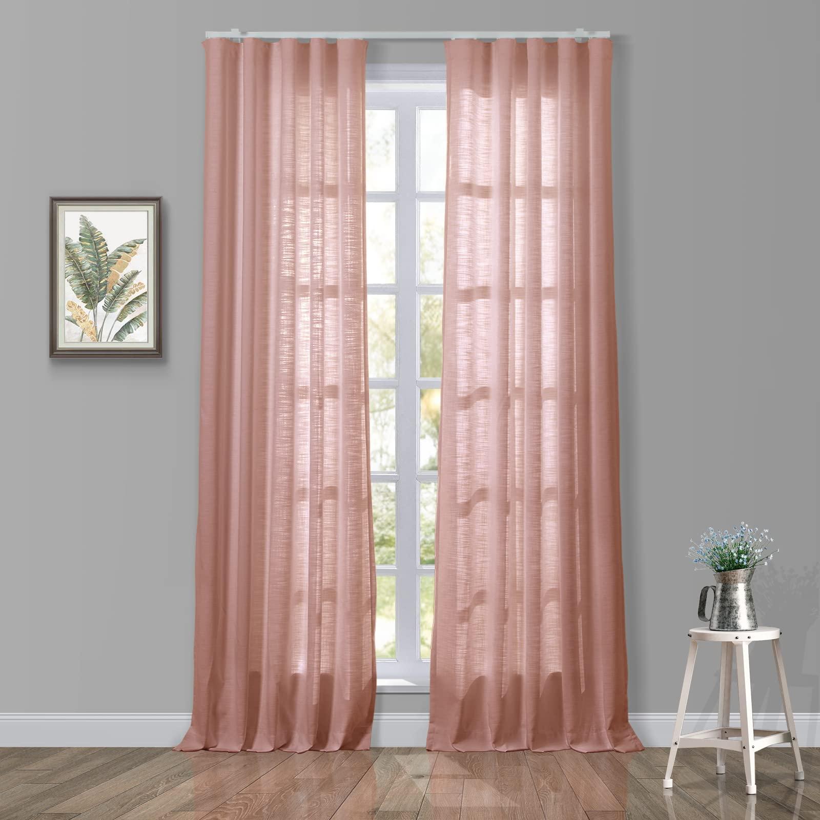 ChadMade ChadMade Ripple Fold Drapery Cotton Polyester Sun Blocking Curtain 84 Inch Length Sleek Heavyweight Unlined Drape for Living Room Bedroom, Coral 72Wx84L, Cary Collection (1 Panel)