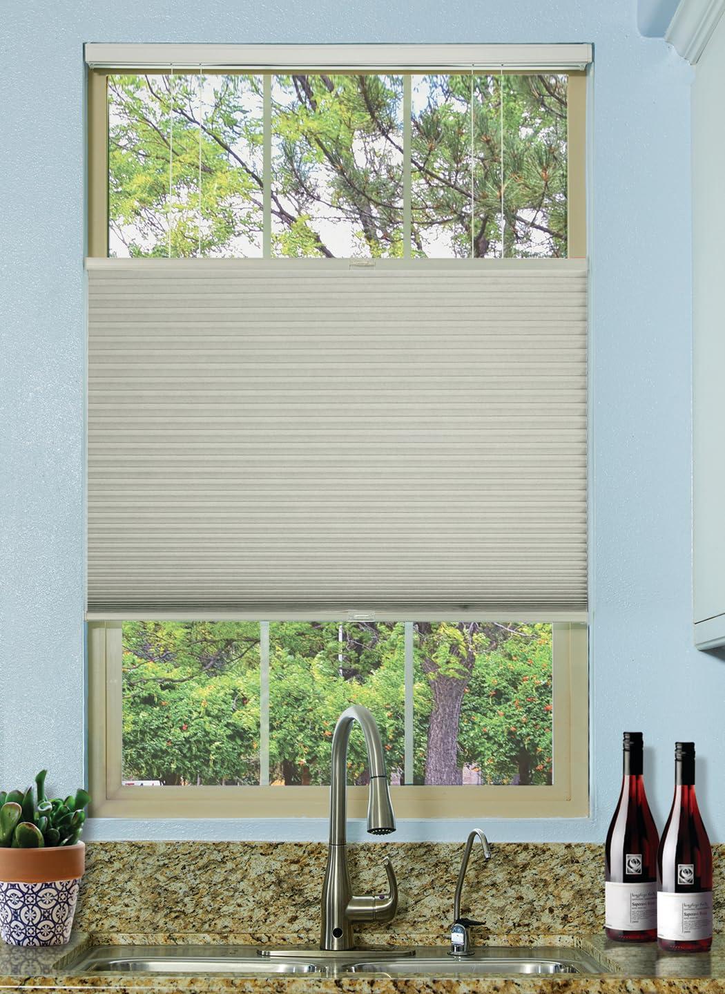 BlindsAvenue BlindsAvenue Cordless Top Down Bottom Up Cellular Honeycomb Shade, 9/16" Single Cell, Blackout, Winter White, Size: 41.5" W x 48" L
