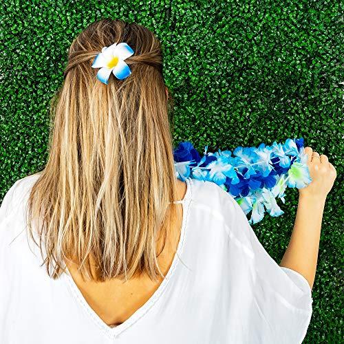 Massmain Hawaiian Flowers Leis Tropical Necklace - 36 Luau Garland 36 Umbrella Straws 12 Flower Hair Clips