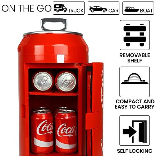 Koolatron Koolatron Coca-Cola Portable 8 Can Thermoelectric Mini Fridge 5.4 L/ 5.7 Quarts Capacity, 12V DC/110V AC Cooler for home, cabin, beer, beverages, snacks, skincare, cosmetics, medication, Red CC06
