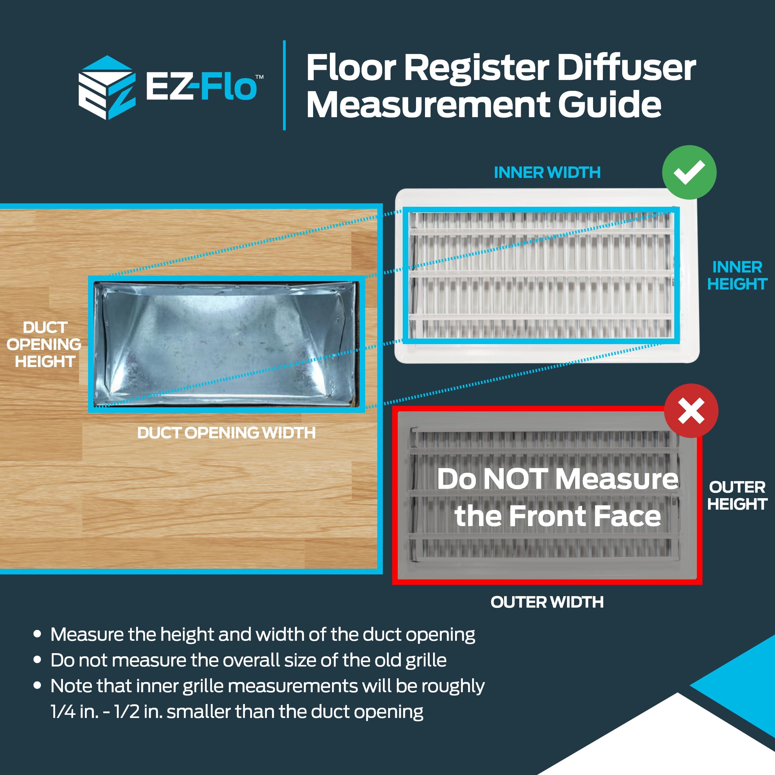 EZ-FLO EZ-FLO 6 x 12 Inch (Duct Opening) Floor Register Vent Cover, One-Way Ventilation Register Diffuser, Solid Steel HVAC Air Vent Cover, White, 61638